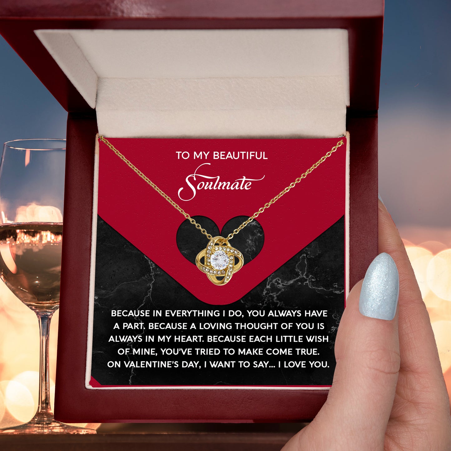 To My Beautiful Soulmate - Love Knot Necklace – A Romantic Valentine’s Day Gift Full of Love and Gratitude - Mallard Moon Gift Shop