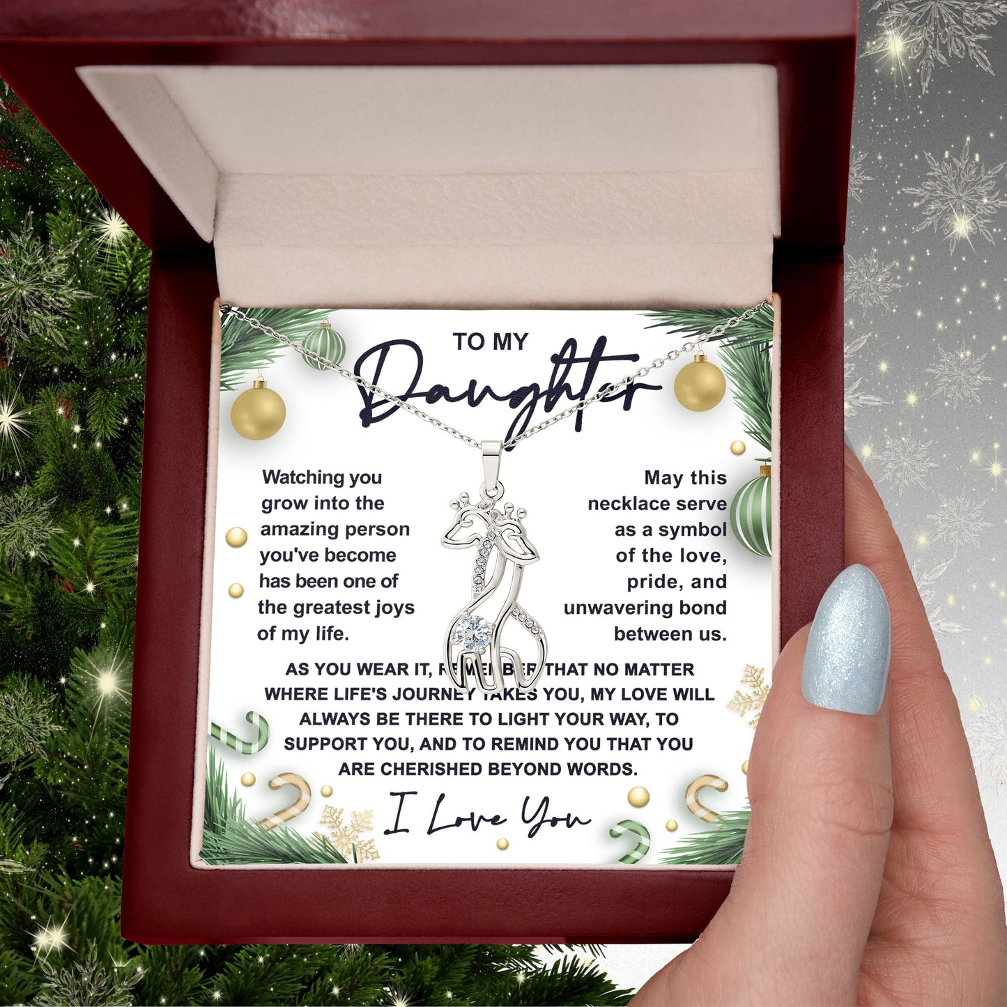 Gift for Daughter - You are Cherished Beyond Words - Giraffe Pendant Necklace - Mallard Moon Gift Shop