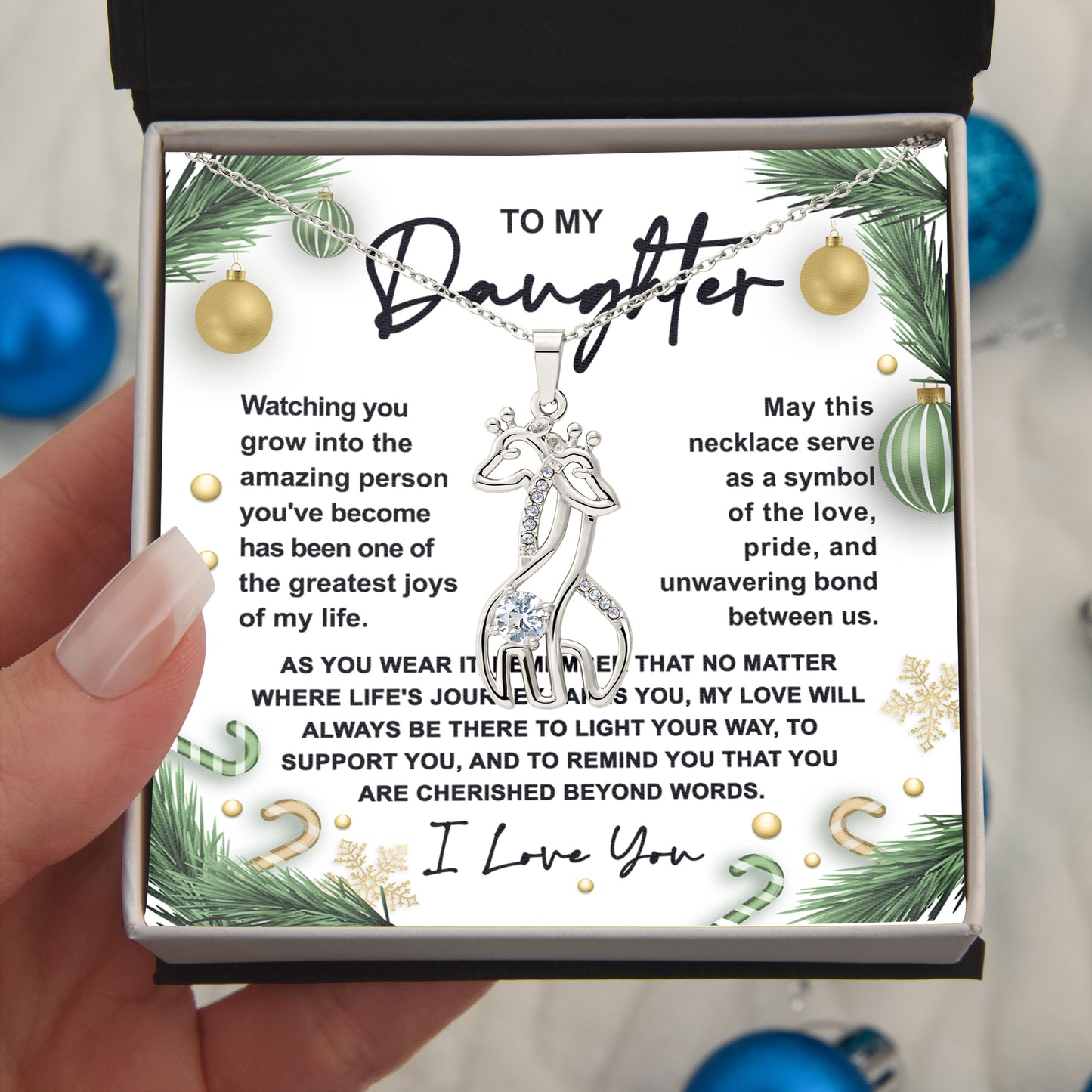 Gift for Daughter - You are Cherished Beyond Words - Giraffe Pendant Necklace - Mallard Moon Gift Shop