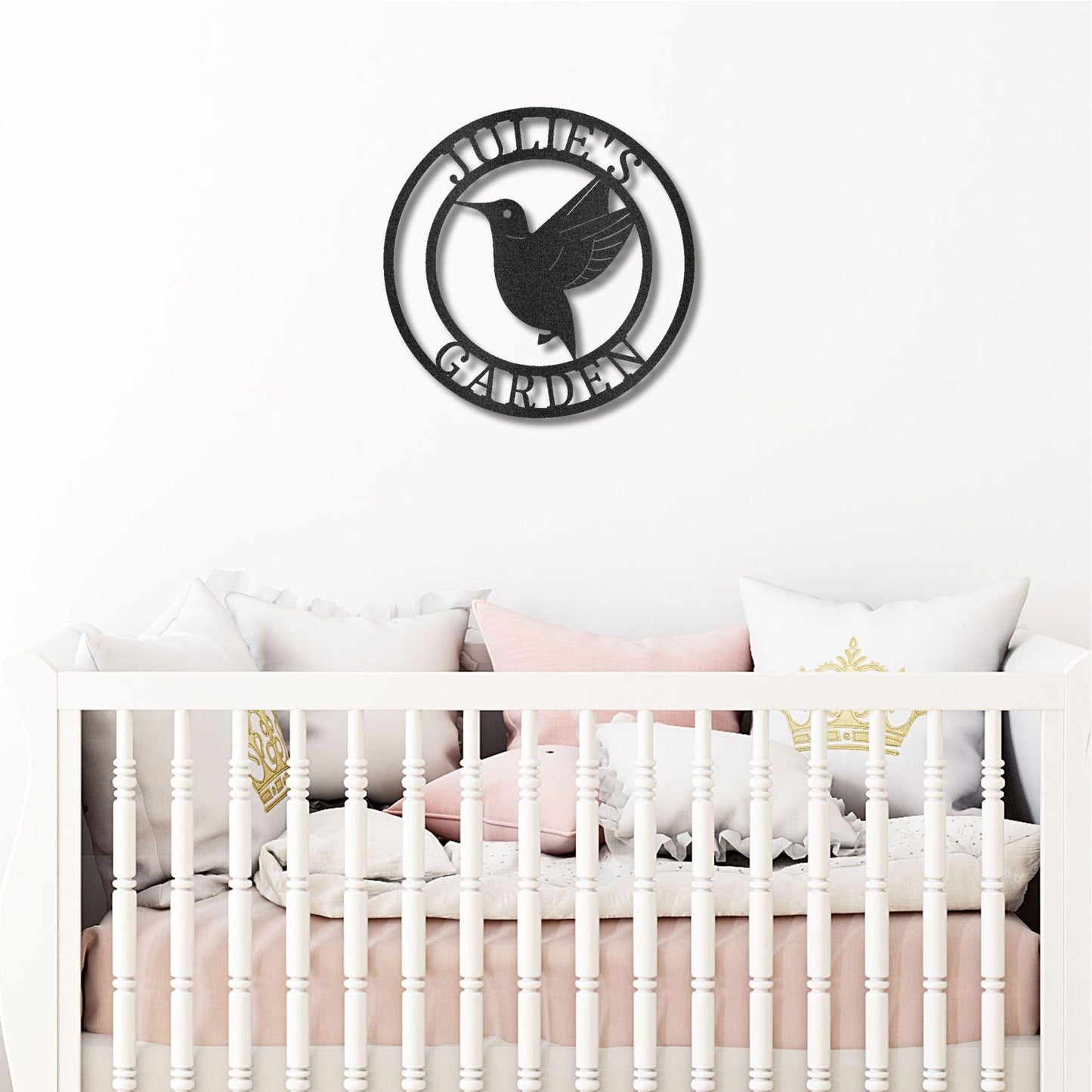 Hummingbird Monogram Personalized Metal Art Wall Sign - Mallard Moon Gift Shop