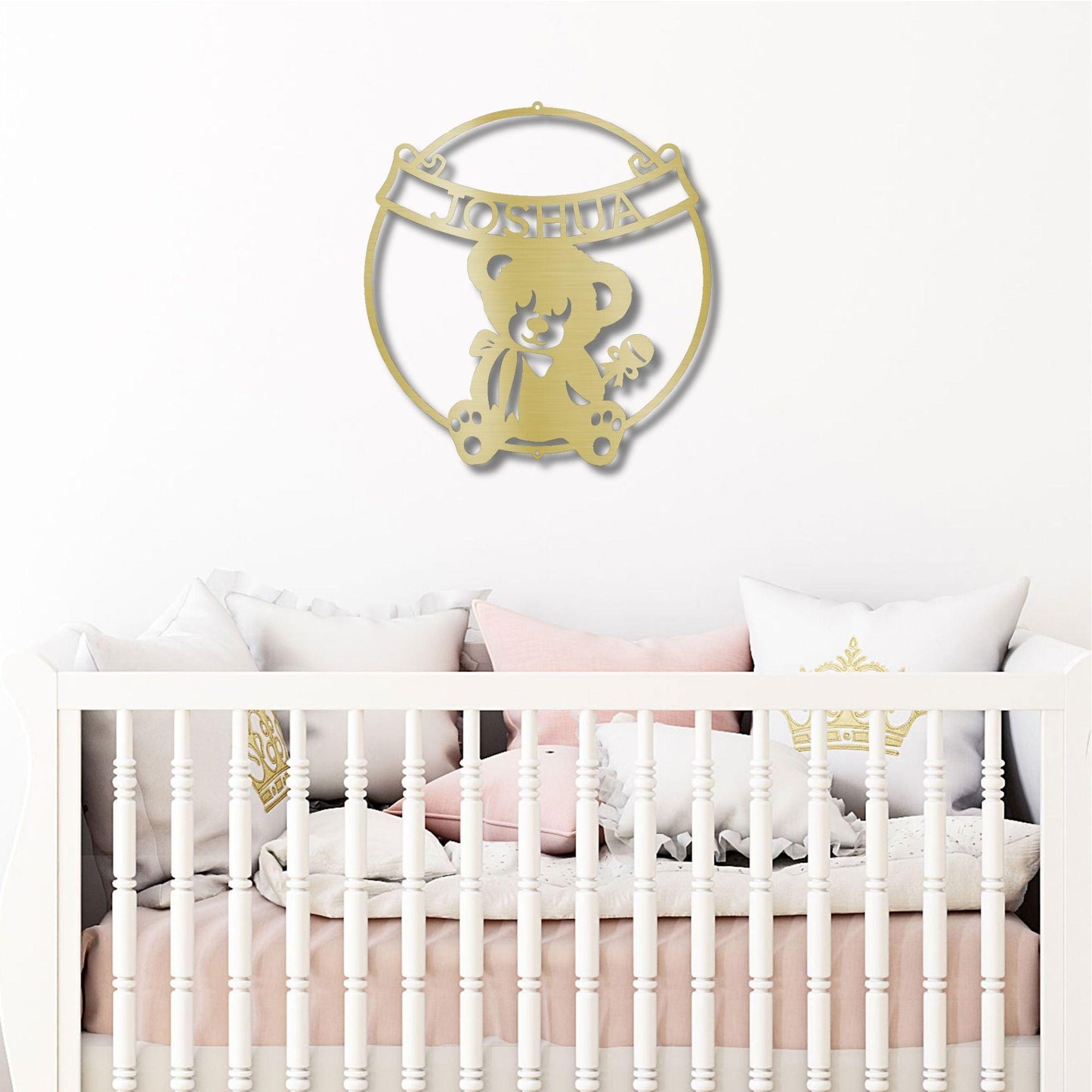 Cherished Teddy Bear: Personalized Metal Name Sign for Children - Mallard Moon Gift Shop