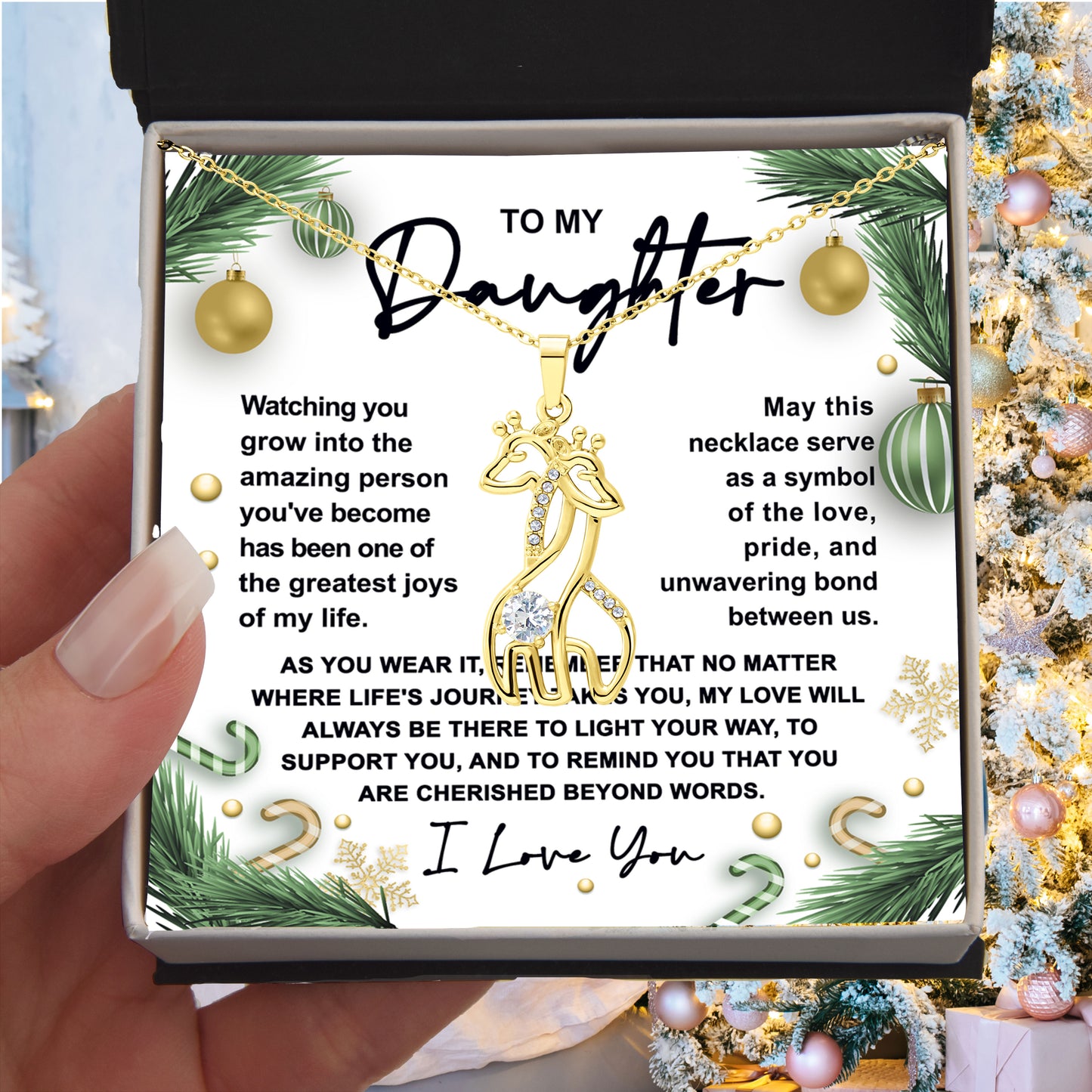 Gift for Daughter - You are Cherished Beyond Words - Giraffe Pendant Necklace - Mallard Moon Gift Shop
