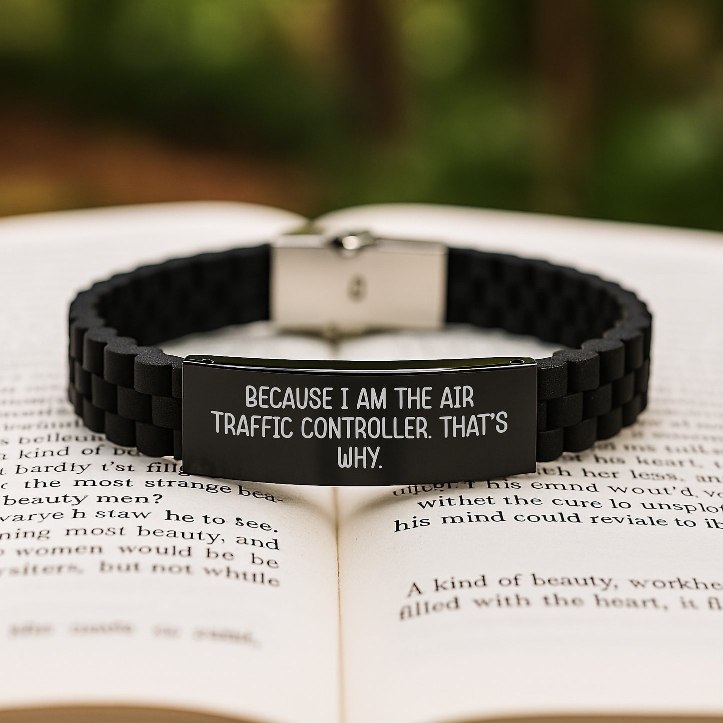 Funny Air Traffic Controller Gifts from Friends - Because I Am The Air Traffic Controller. That's Why. - Glide lock Clasp Bracelet for Air Traffic Controller Men or Women Graduation Unique Gifts - Image 2