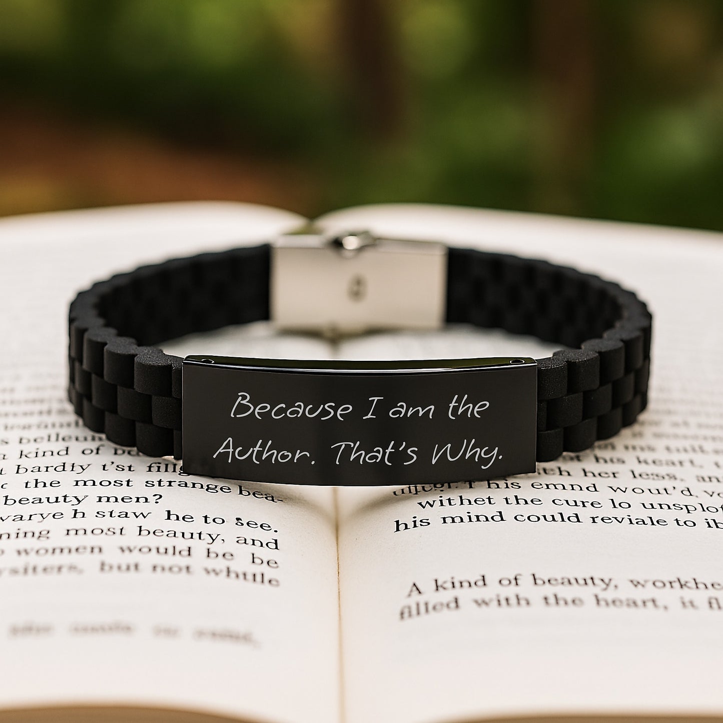 Funny Author Gifts from Friends for Graduation Unique Author Inspirational Quotes Glide lock Clasp Bracelet, Because I Am The Author. That's Why. - Image 2