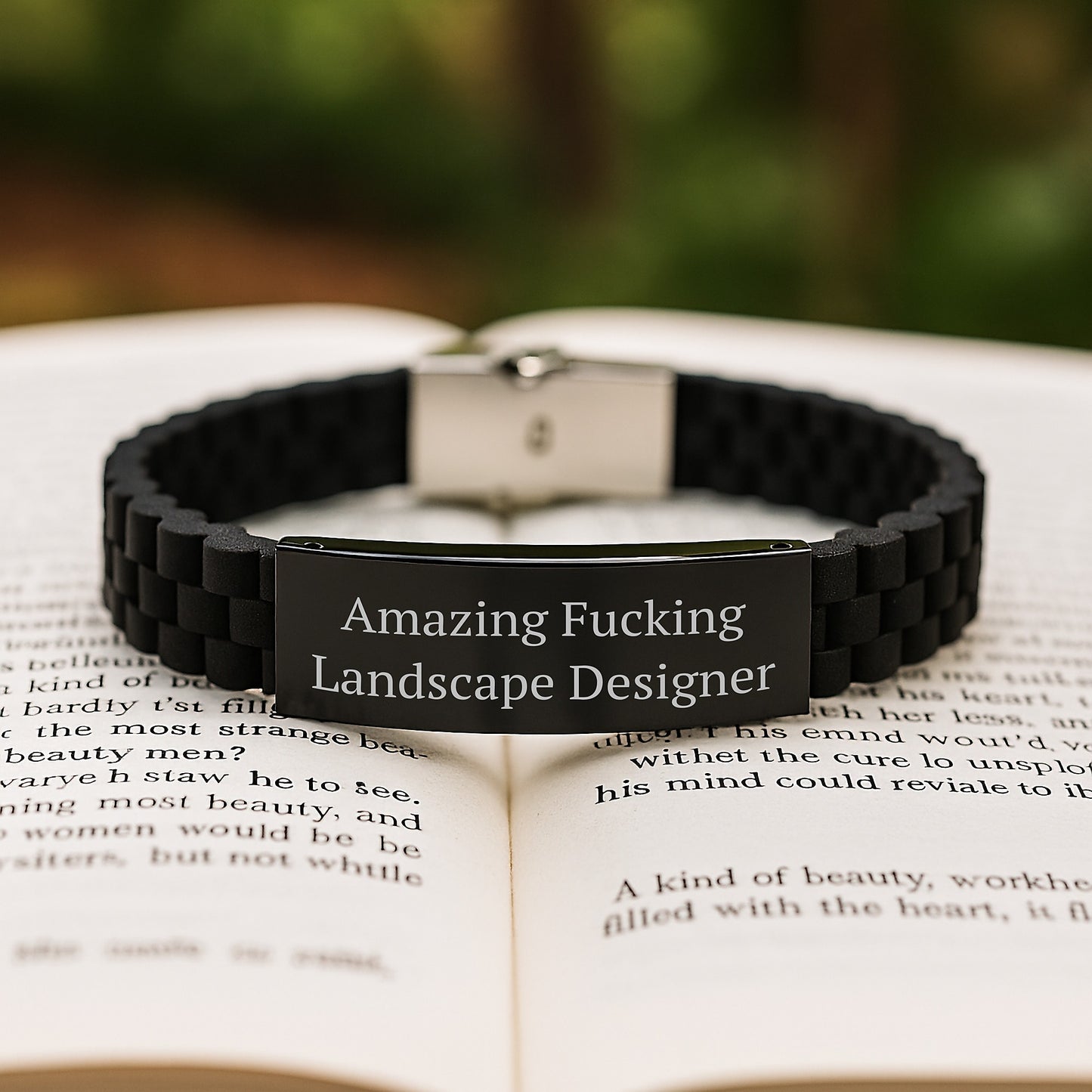Gifts from Friends, Funny Landscape Designer Quote, Glide lock Clasp Bracelet for Men, Black Christmas Unique - Image 2