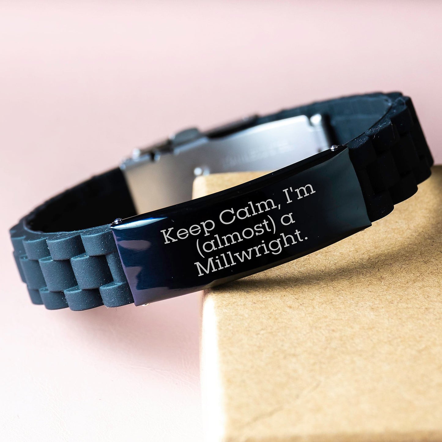 Funny Millwright Quote Glide lock Clasp Black Stainless Steel Adjustable Gifts for Men from Friends and Family - Image 3
