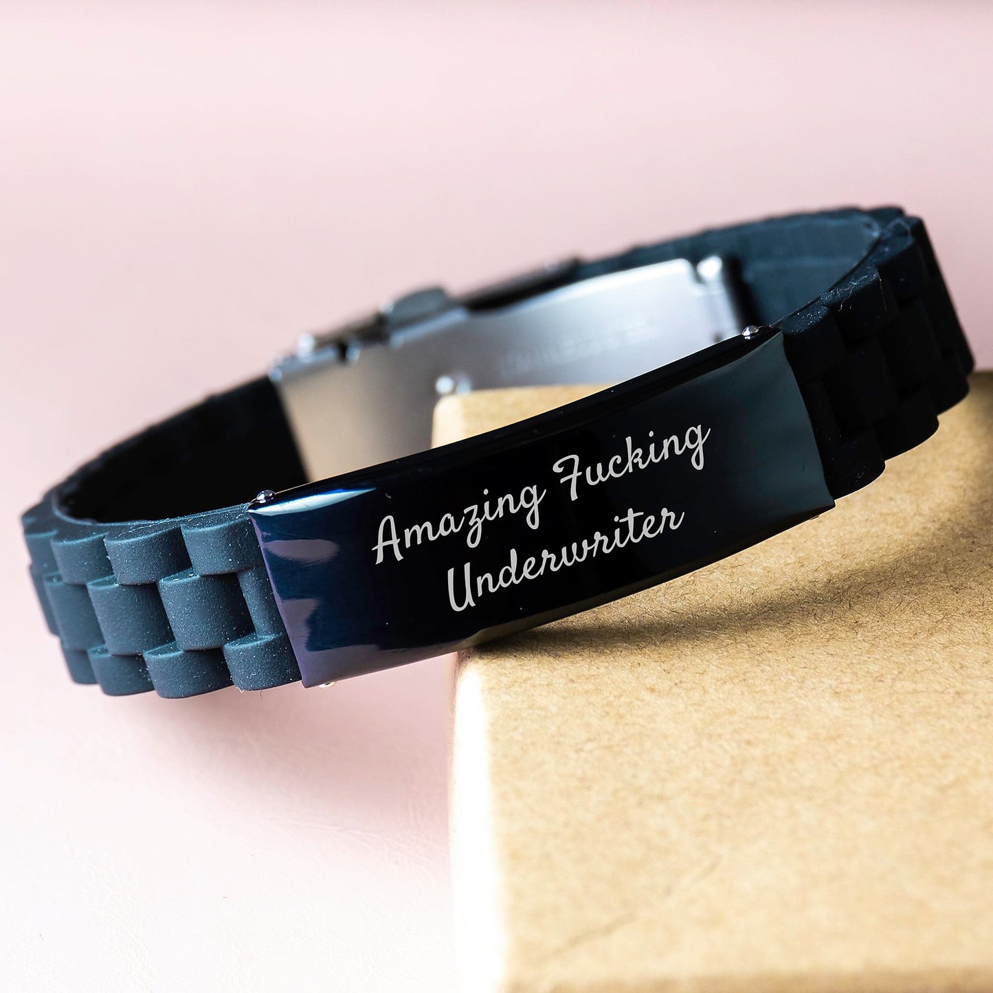 Funny Underwriter Gifts from Men, Unique Glide lock Clasp Bracelet for Graduation, 'Amazing F--king Underwriter' Quote, Adjustable and Durable - Image 3