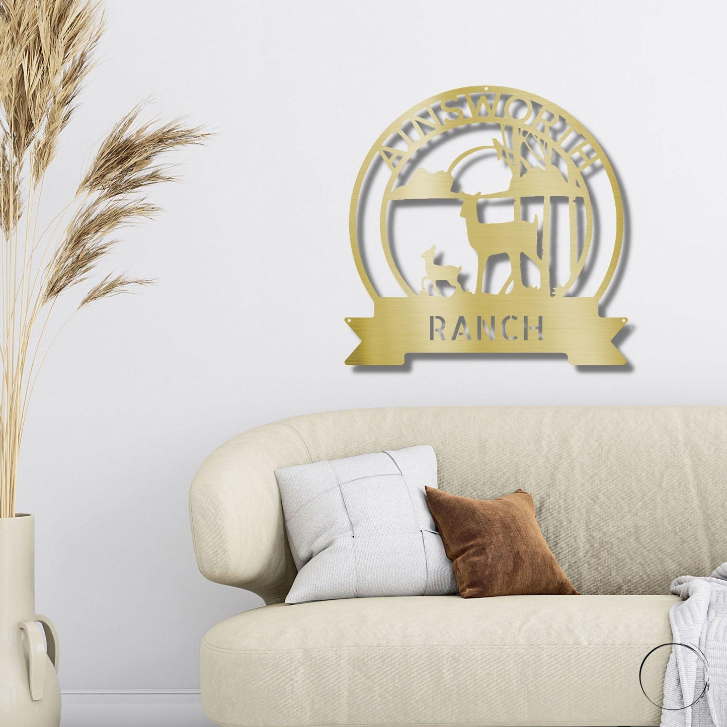 Deer Doe and Fawn Sunset Custom Name Steel Wall Sign Metal Art - Mallard Moon Gift Shop