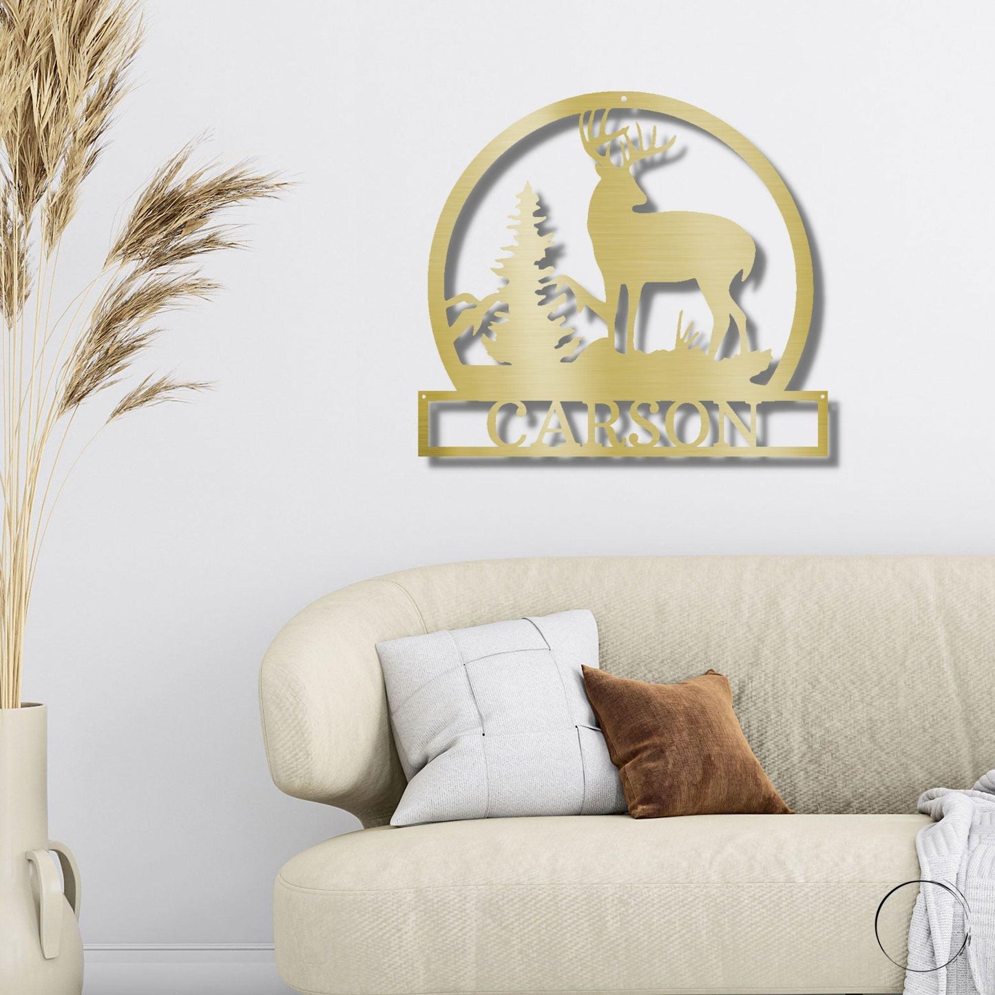 Deer Buck Mountain Scene Custom Name Metal Art Wall Sign - Mallard Moon Gift Shop