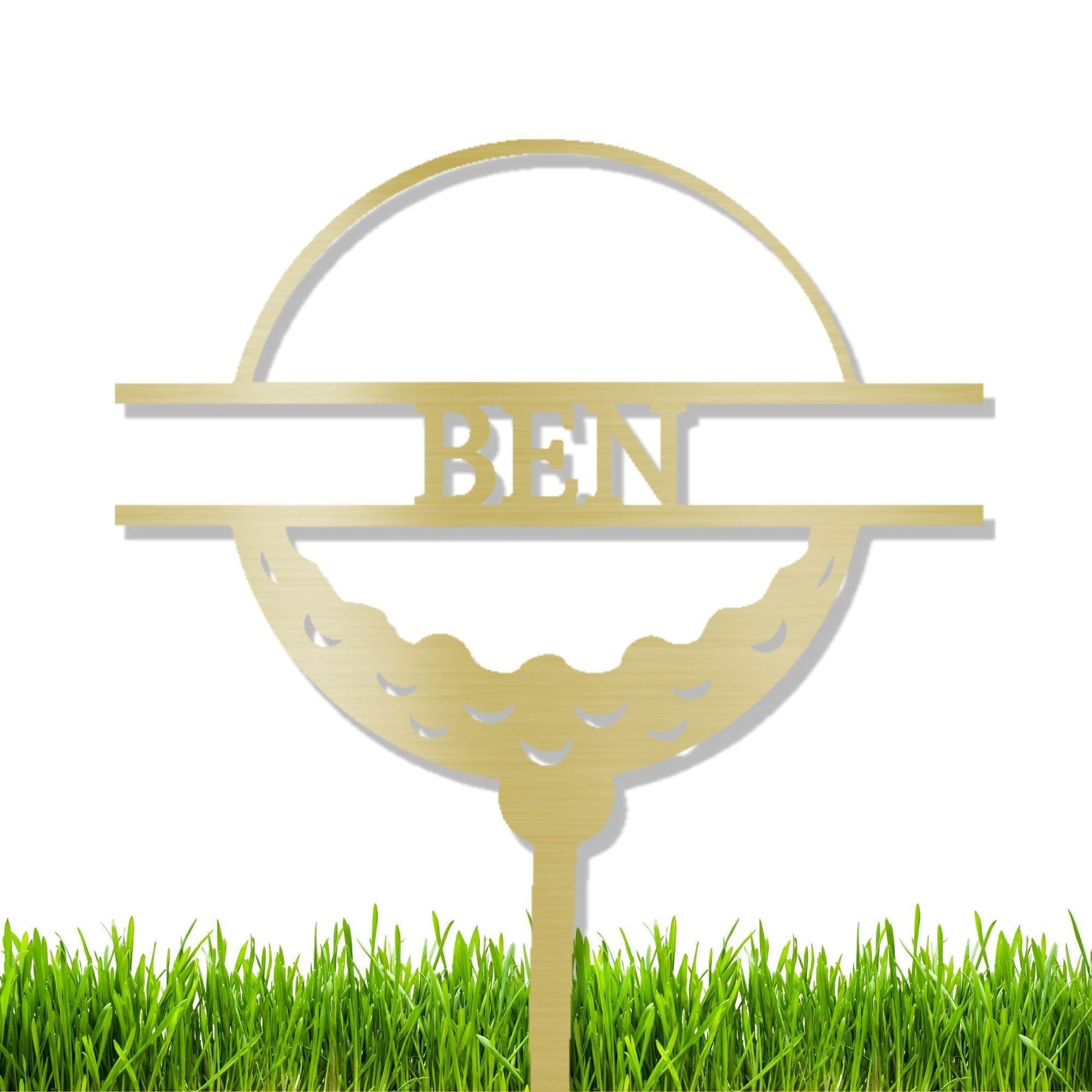 Golf Ball Tee Personalized Name Address Outdoor Steel Stake Sign Metal Art Yard Sign - Mallard Moon Gift Shop