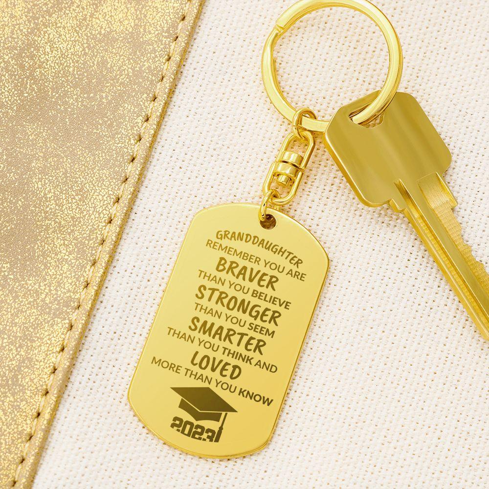 Granddaughter Graduation Cap 2023 Engraved Keychain - Mallard Moon Gift Shop