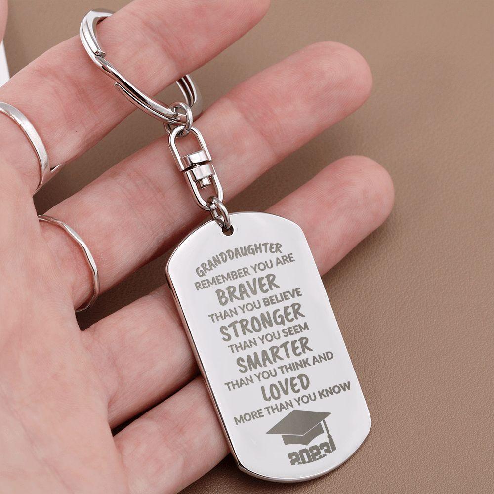 Granddaughter Graduation Cap 2023 Engraved Keychain - Mallard Moon Gift Shop