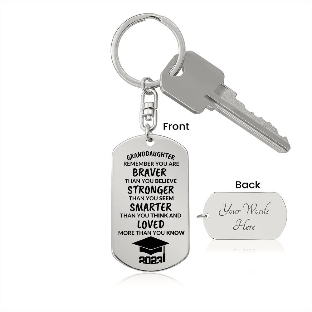 Granddaughter Graduation Cap 2023 Engraved Keychain - Mallard Moon Gift Shop