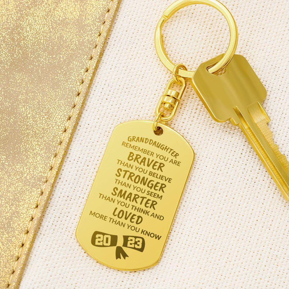 Granddaughter Graduation Gift Class of 2023 Engraved Keychain - Mallard Moon Gift Shop