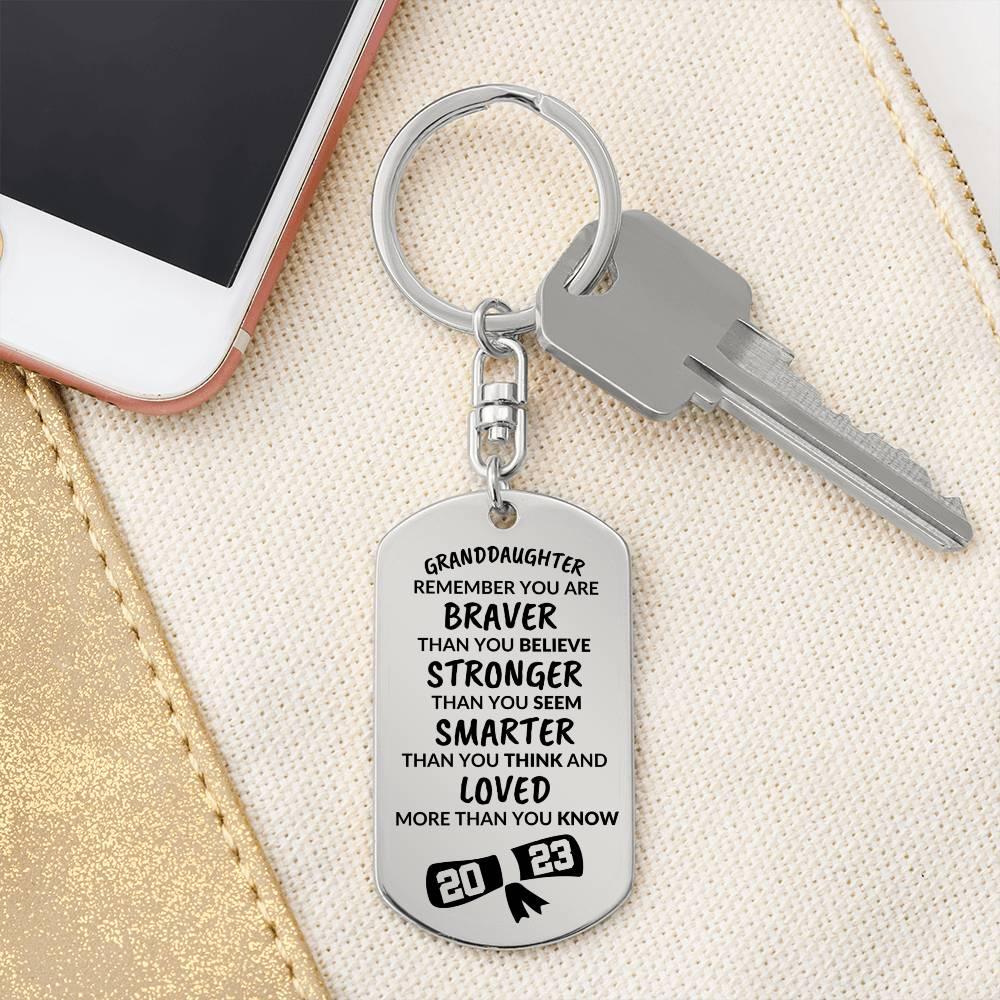 Granddaughter Graduation Gift Class of 2023 Engraved Keychain - Mallard Moon Gift Shop