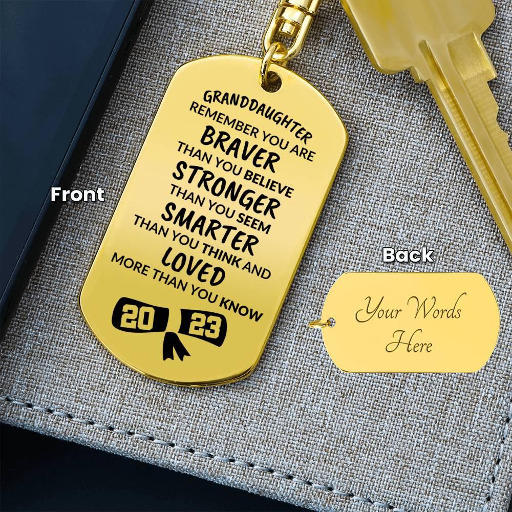 Granddaughter Graduation Gift Class of 2023 Engraved Keychain - Mallard Moon Gift Shop