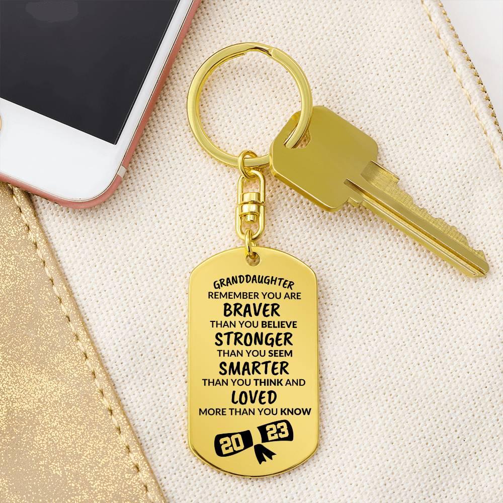 Granddaughter Graduation Gift Class of 2023 Engraved Keychain - Mallard Moon Gift Shop