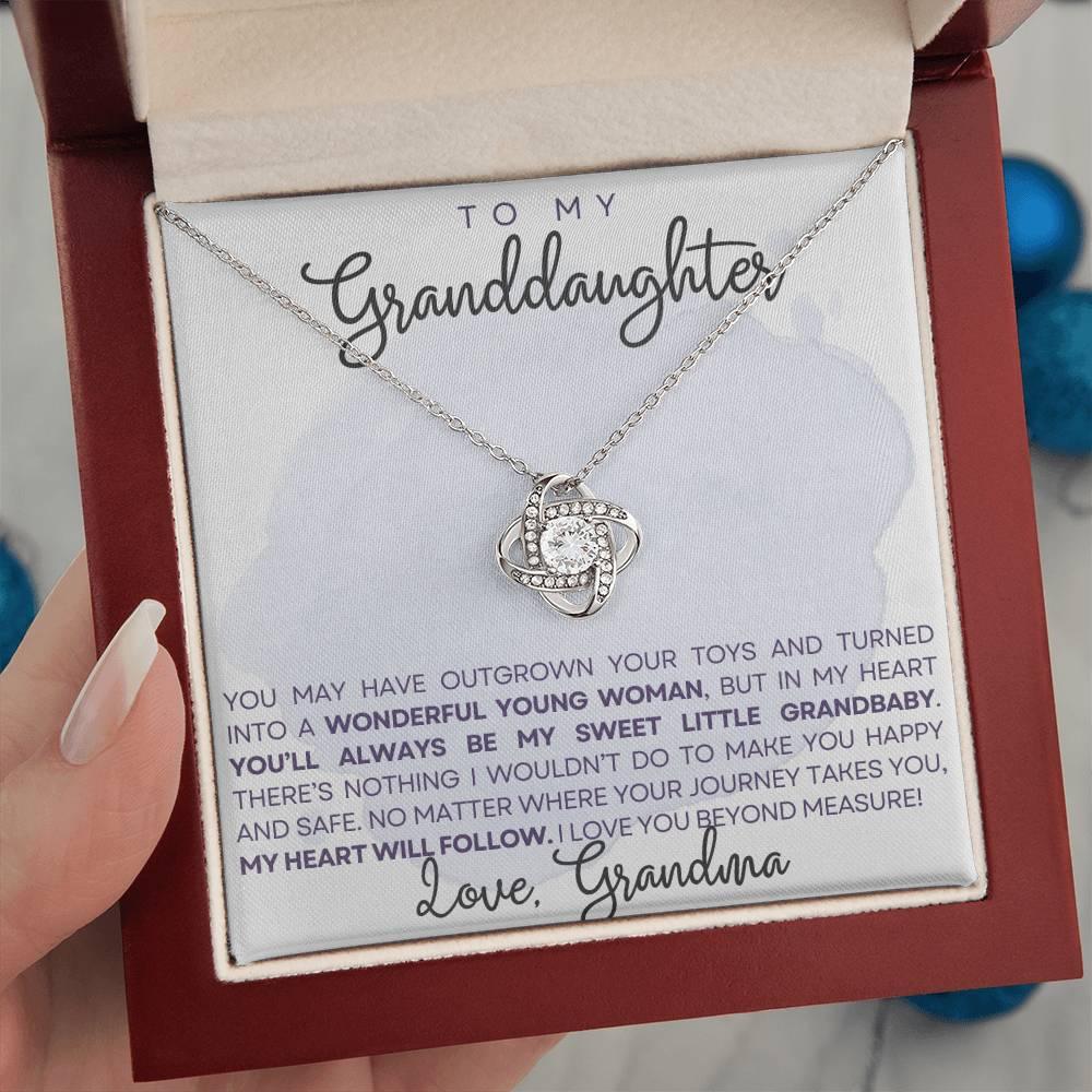 Granddaughter My Heart Will Always Follow You- Love Knot Necklace - Mallard Moon Gift Shop