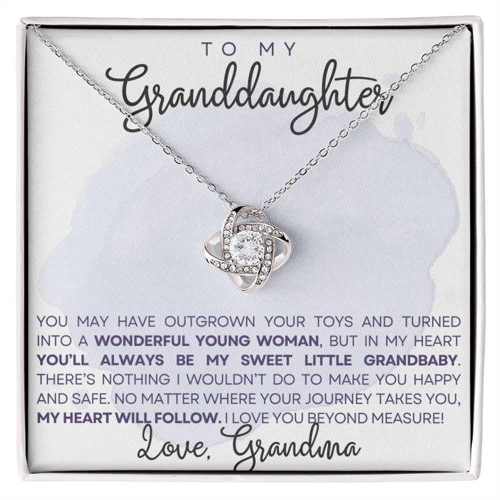 Granddaughter My Heart Will Always Follow You- Love Knot Necklace - Mallard Moon Gift Shop