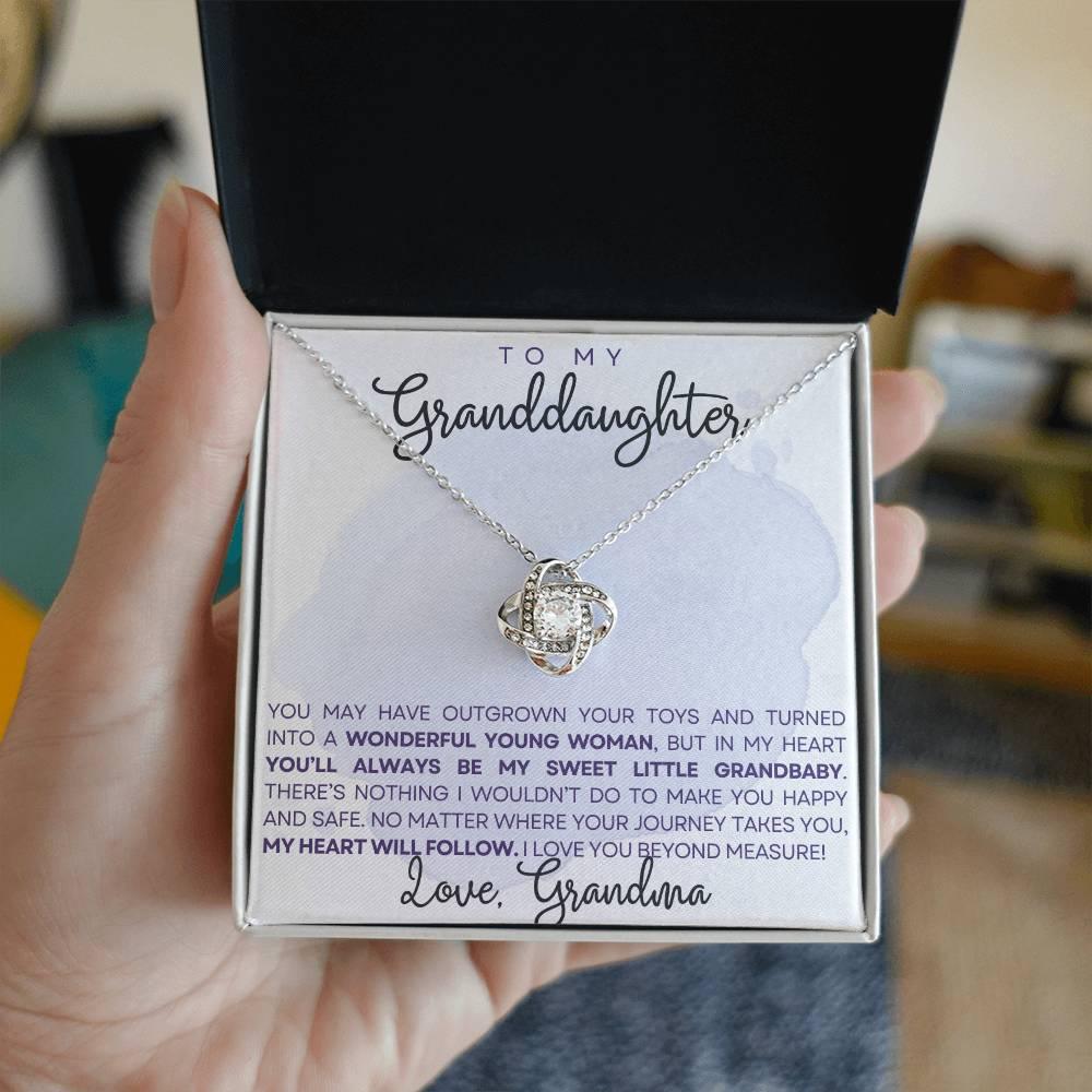 Granddaughter My Heart Will Always Follow You- Love Knot Necklace - Mallard Moon Gift Shop