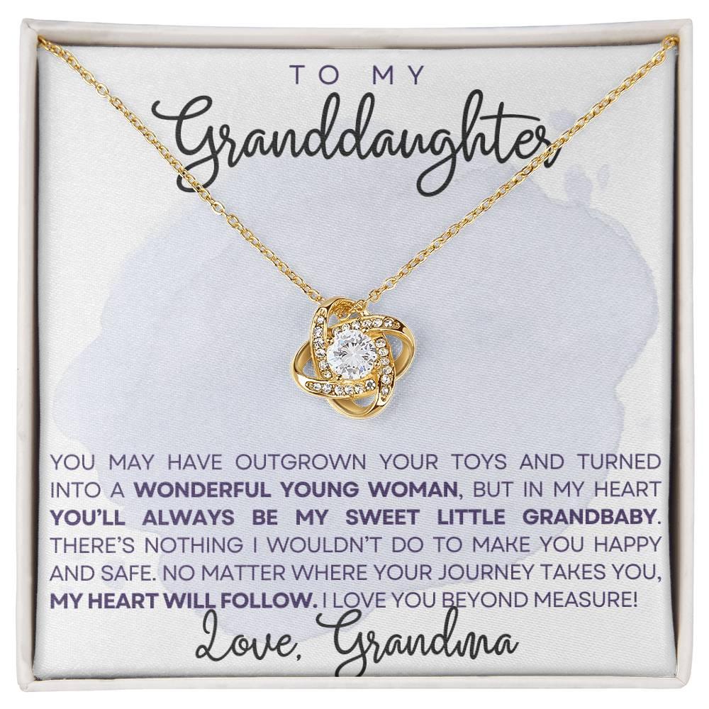Granddaughter My Heart Will Always Follow You- Love Knot Necklace - Mallard Moon Gift Shop