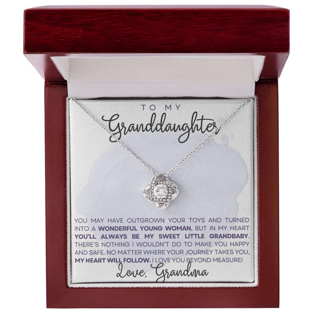 Granddaughter My Heart Will Always Follow You- Love Knot Necklace - Mallard Moon Gift Shop