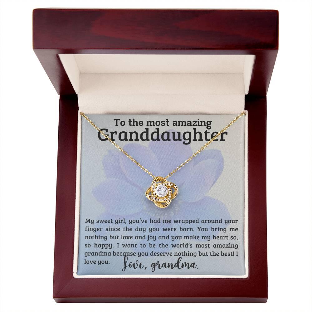 Granddaughter You have me Wrapped Around Your Finger- Love Knot Necklace - Mallard Moon Gift Shop