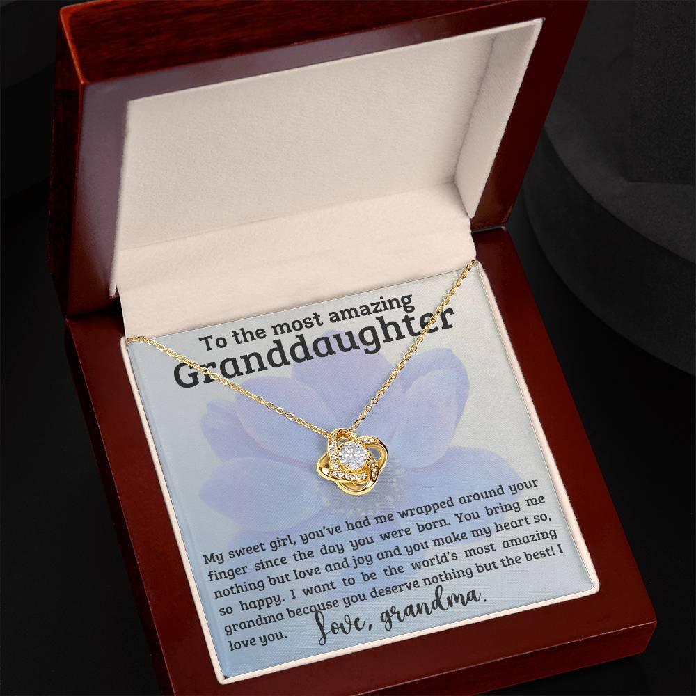 Granddaughter You have me Wrapped Around Your Finger- Love Knot Necklace - Mallard Moon Gift Shop