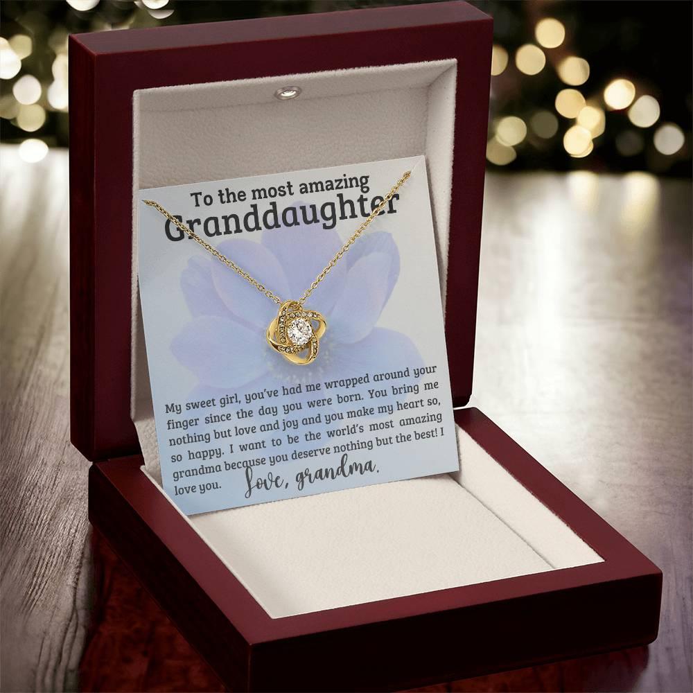 Granddaughter You have me Wrapped Around Your Finger- Love Knot Necklace - Mallard Moon Gift Shop