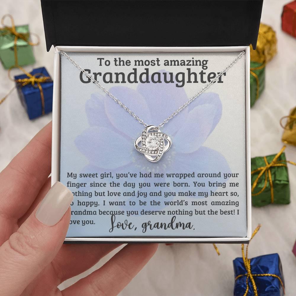 Granddaughter You have me Wrapped Around Your Finger- Love Knot Necklace - Mallard Moon Gift Shop