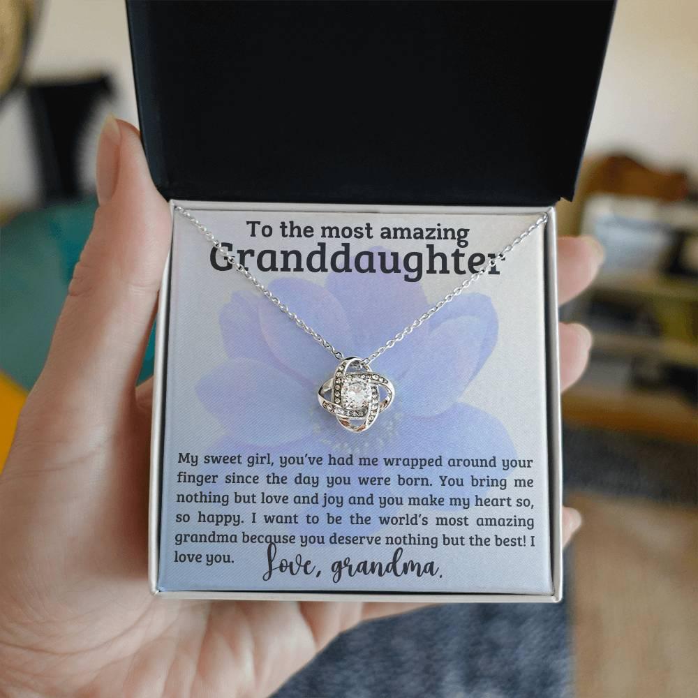 Granddaughter You have me Wrapped Around Your Finger- Love Knot Necklace - Mallard Moon Gift Shop