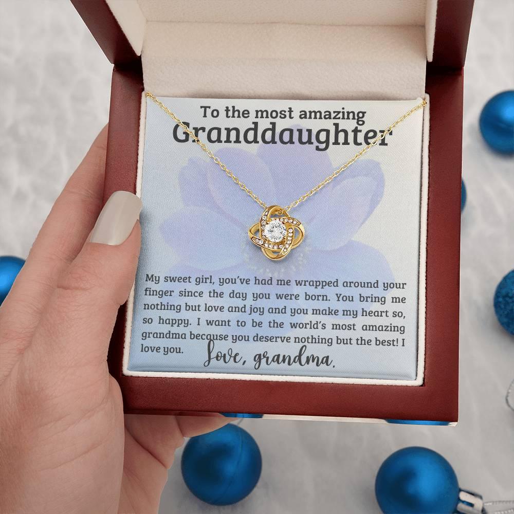 Granddaughter You have me Wrapped Around Your Finger- Love Knot Necklace - Mallard Moon Gift Shop