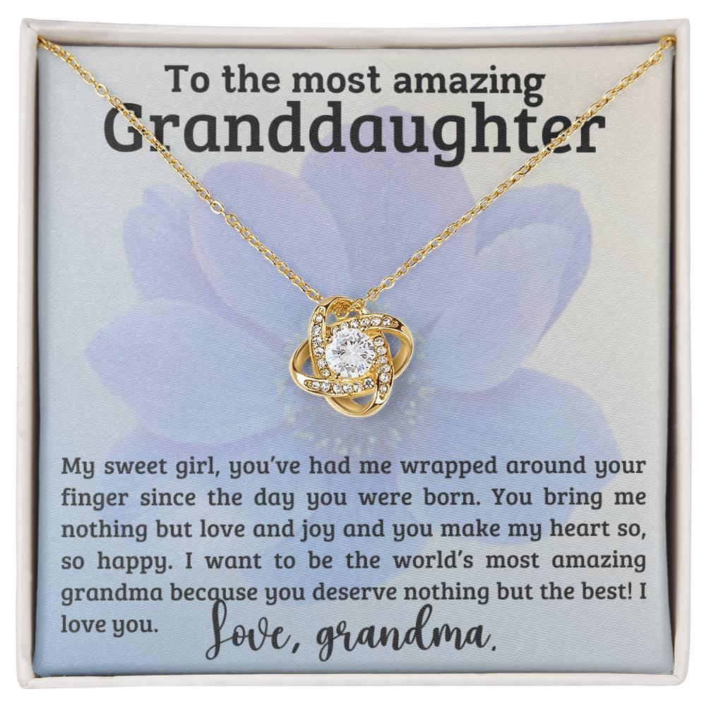Granddaughter You have me Wrapped Around Your Finger- Love Knot Necklace - Mallard Moon Gift Shop