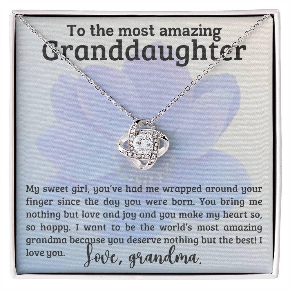 Granddaughter You have me Wrapped Around Your Finger- Love Knot Necklace - Mallard Moon Gift Shop
