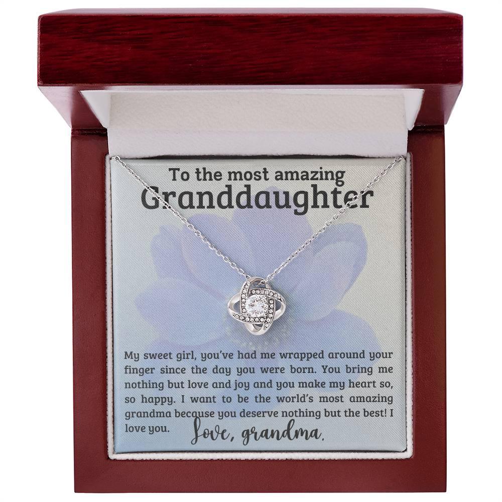 Granddaughter You have me Wrapped Around Your Finger- Love Knot Necklace - Mallard Moon Gift Shop