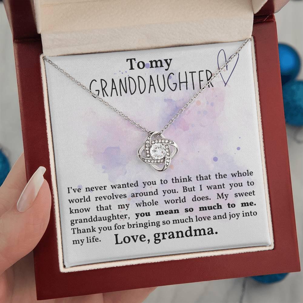Granddaughter You Mean So Much To Me - Love Knot Necklace - Mallard Moon Gift Shop