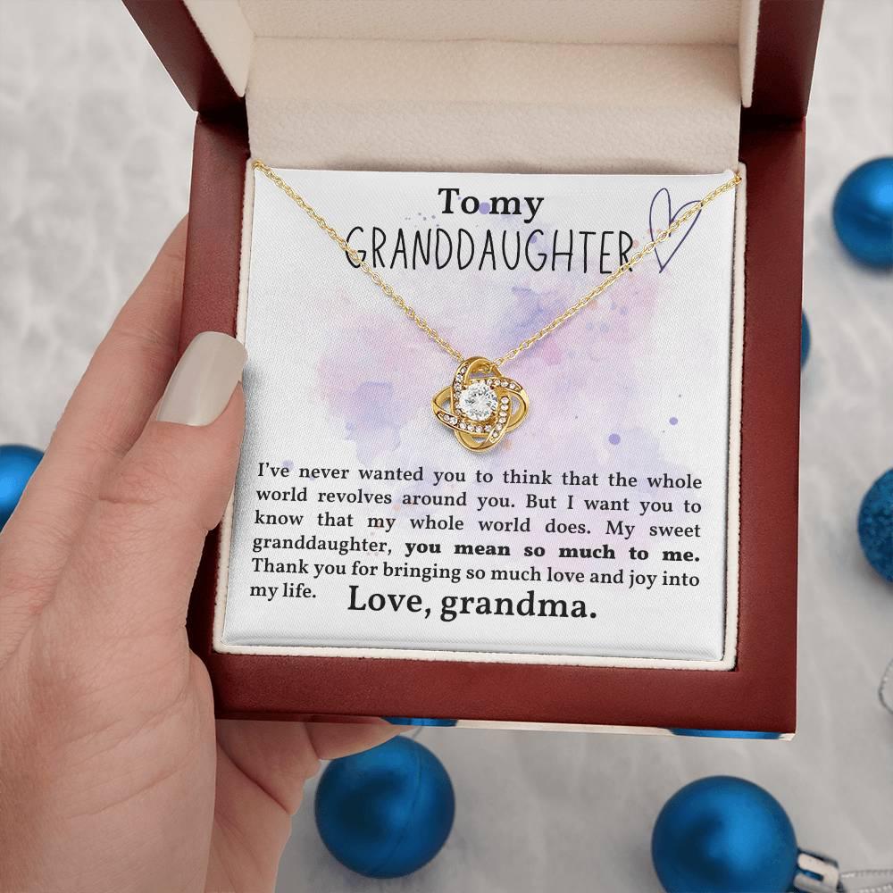 Granddaughter You Mean So Much To Me - Love Knot Necklace - Mallard Moon Gift Shop