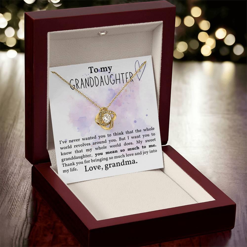 Granddaughter You Mean So Much To Me - Love Knot Necklace - Mallard Moon Gift Shop