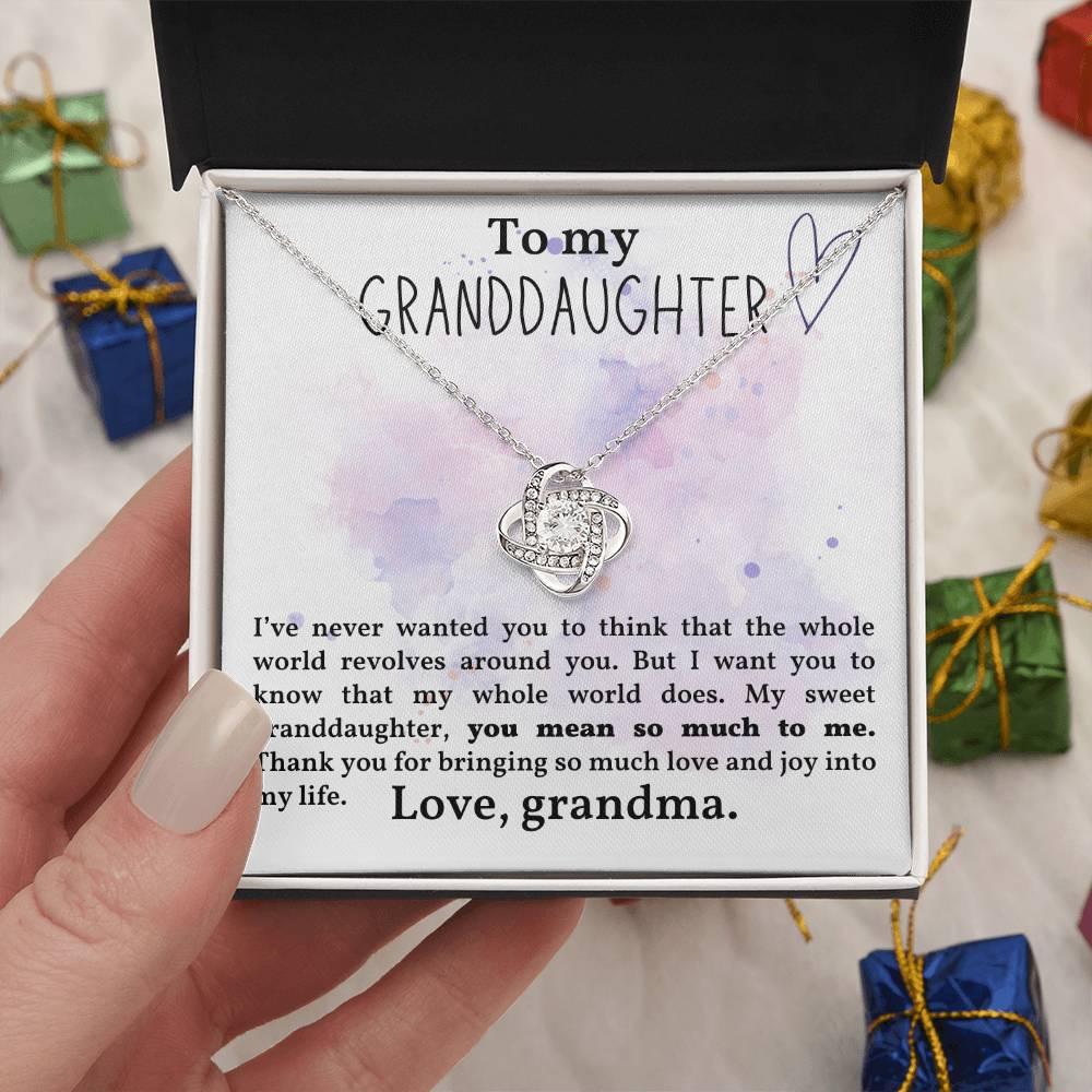 Granddaughter You Mean So Much To Me - Love Knot Necklace - Mallard Moon Gift Shop