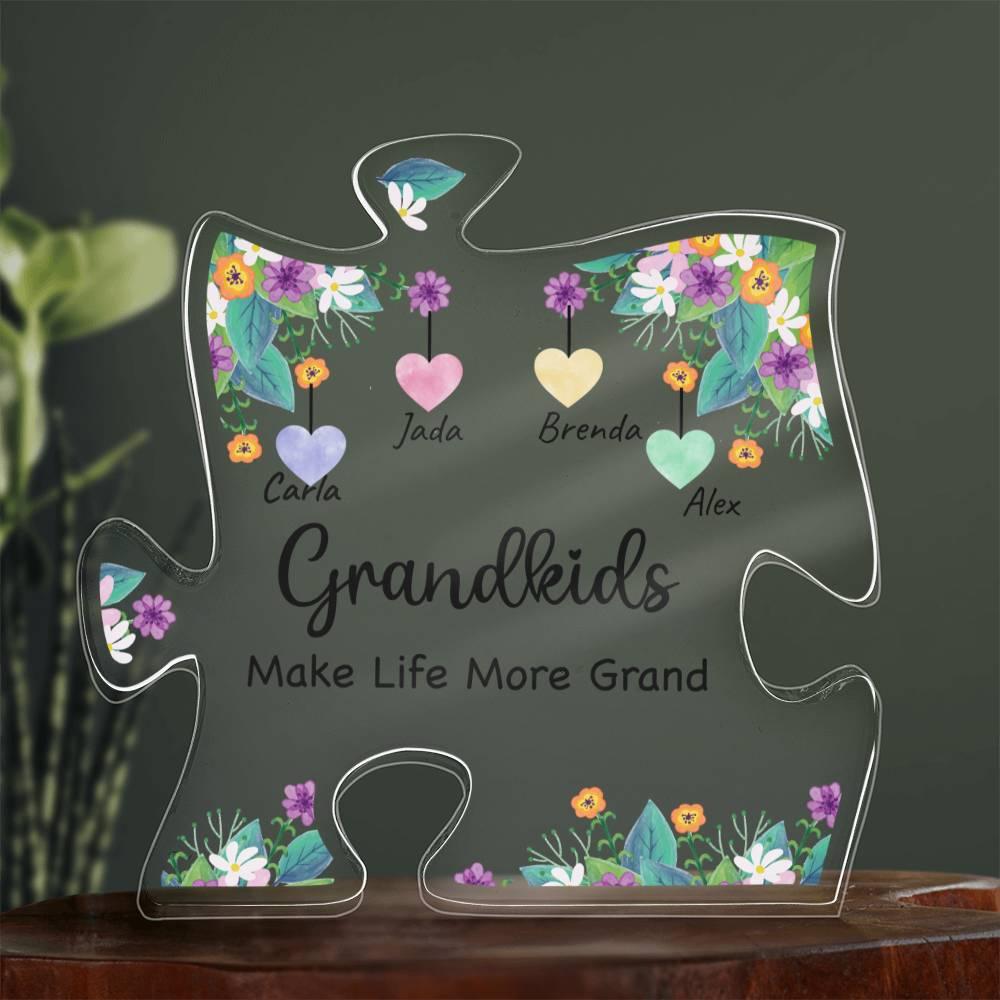 Grandkids Make Life Grand Personalized Acrylic Puzzle Plaque - Mallard Moon Gift Shop