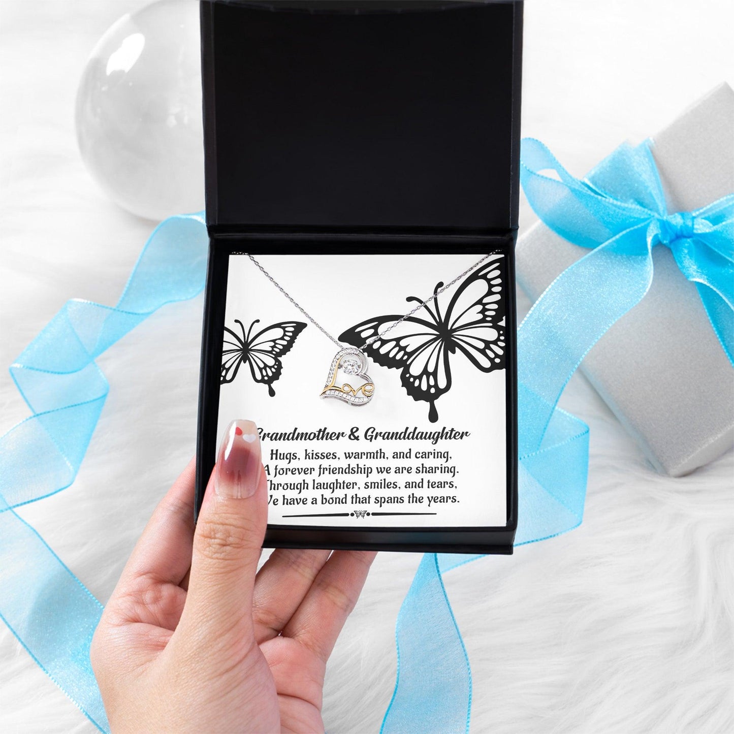 Grandmother Gift from Granddaughter We Have a Bond That Spans the Years Heart Pendant Necklace - Mallard Moon Gift Shop