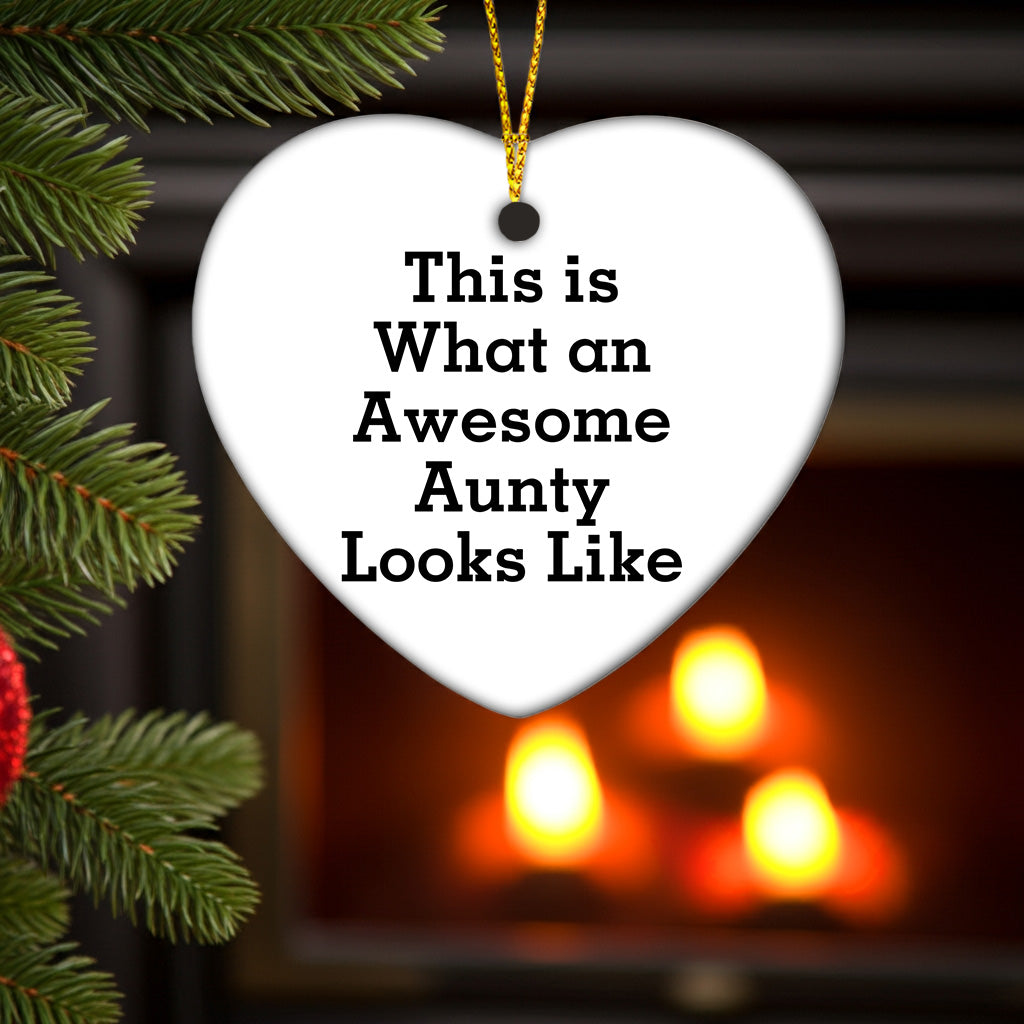 Funny Aunty Gifts from Family, Heart Ornament with Inspirational Quote, Christmas Unique Gifts for Awesome Aunty