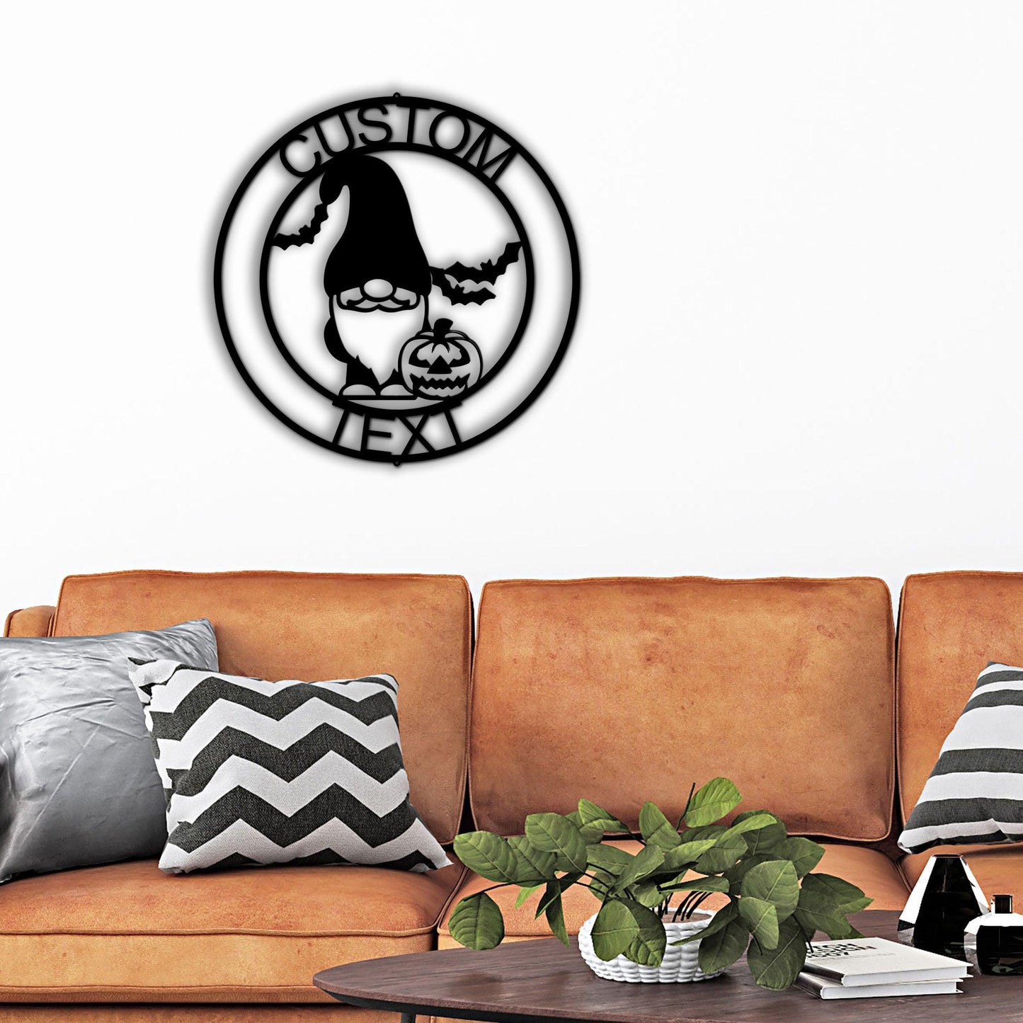 Halloween Gnome Custom Name Metal Art Wall Sign Home Decor - Mallard Moon Gift Shop