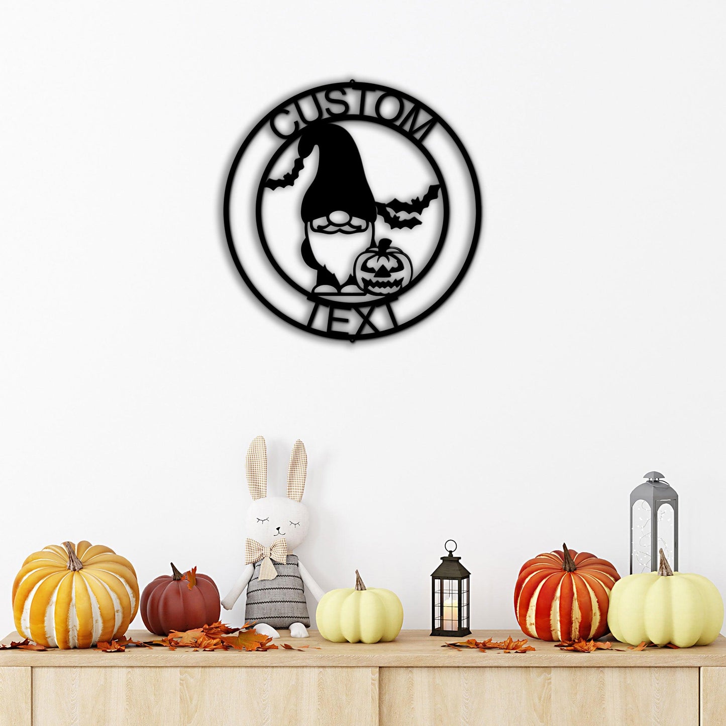 Halloween Gnome Custom Name Metal Art Wall Sign Home Decor - Mallard Moon Gift Shop