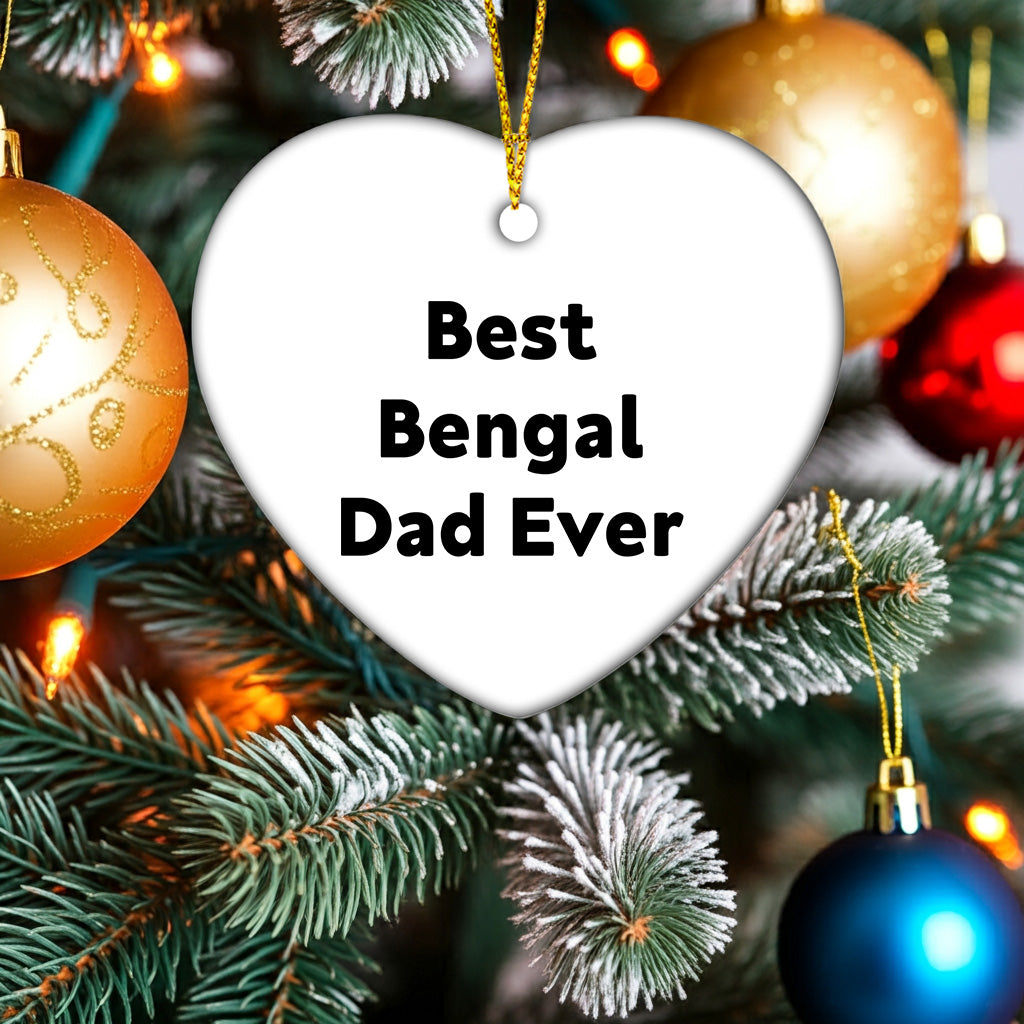 Bengal Dad Funny Cat Lover Heart Christmas Tree Ornament - Best Bengal Dad Ever - Mallard Moon