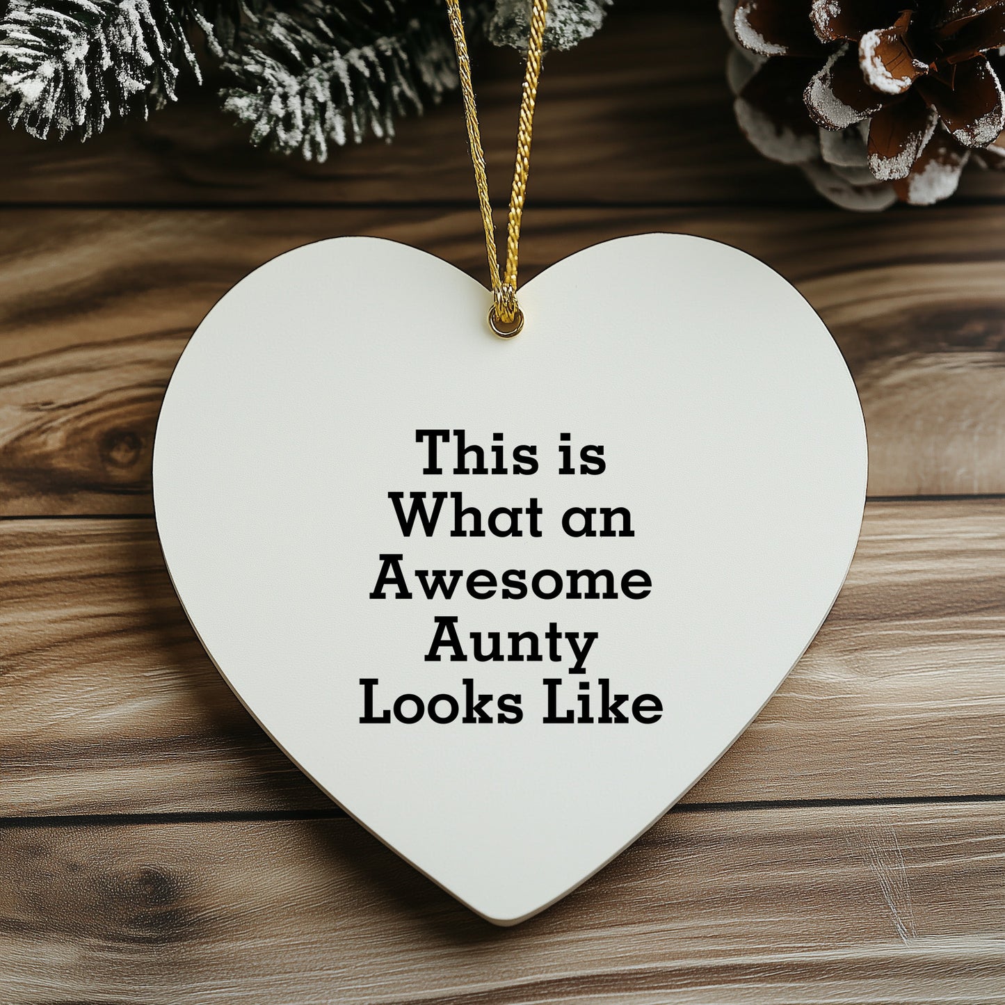 Funny Aunty Gifts from Family, Heart Ornament with Inspirational Quote, Christmas Unique Gifts for Awesome Aunty