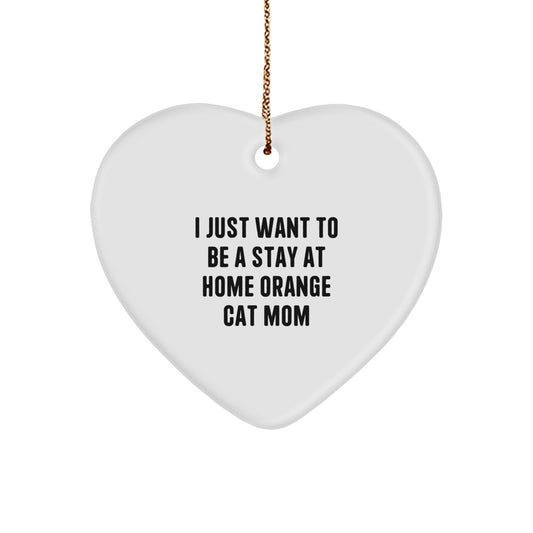 Funny Orange Cat Mom Heart Ornament Gifts from Family Friends Coworkers for Orange Cat Lovers at Christmas - Image 1
