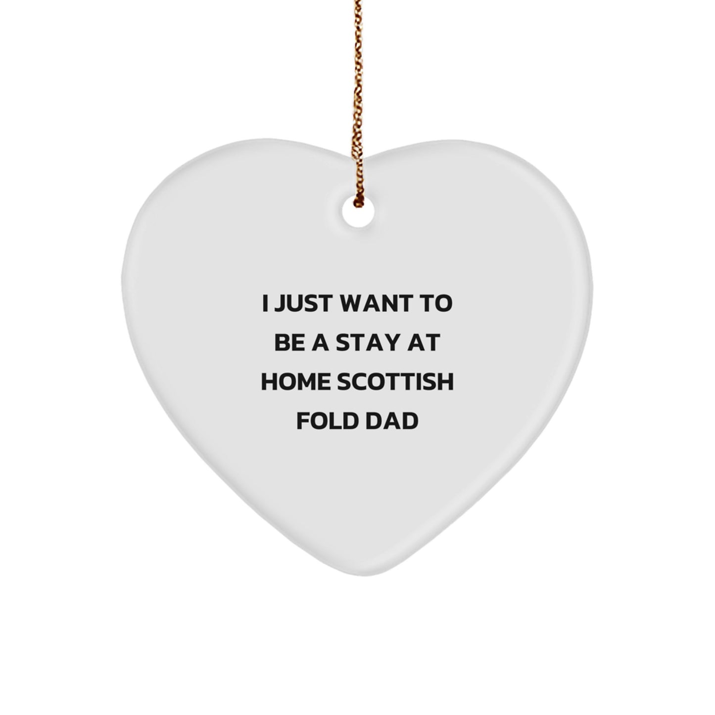 Funny Scottish Fold Cat Dad Gifts for Him from Friends and Family - Heart Ornament for Christmas