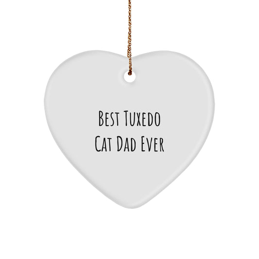 Tuxedo Cat Dad Ever Funny Heart Ornament Gifts from Men to Family for Christmas - Image 1