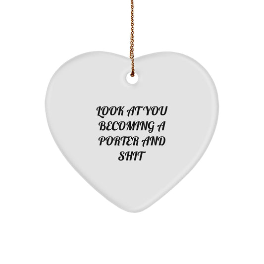 Funny Porter Heart Ornament, Gifts from Friends to Porter, Christmas Unique Gifts for Porter - Image 1